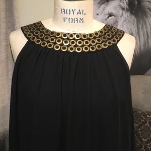 Eva Blue Black Flowing Trapeze Dress